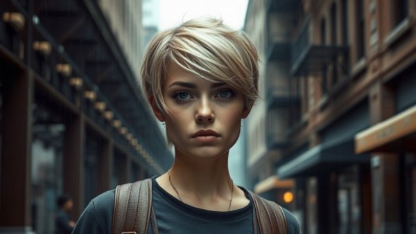 Young woman in urban setting, demonstrating DLSS 5 visual effect.