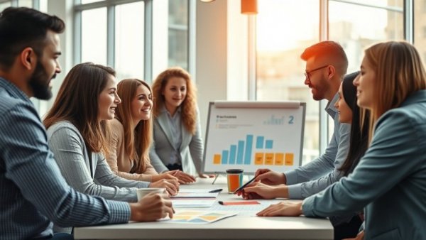 Employee Resource Groups discussing AI transformation in a modern office.