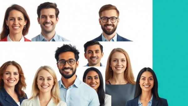 San Antonio community event collage with diverse professionals smiling.