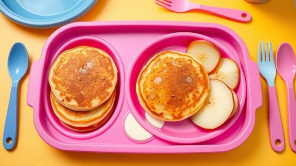 Kid's meal solution with pancakes and apples for picky eaters