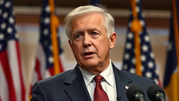 Man at press conference discussing interest rate hold.