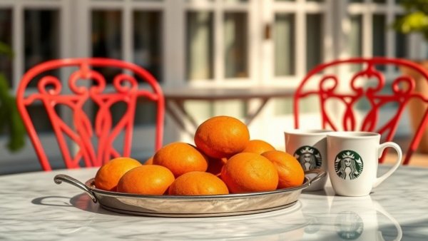 Official UTSA Concha on a marble table with coffee cups outdoors.