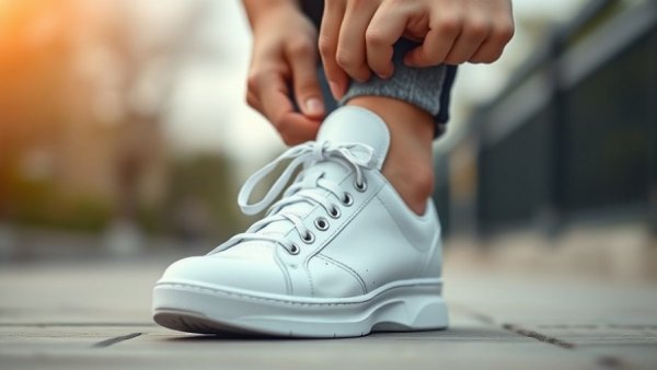 Close-up of comfortable sneakers for pregnancy swollen feet.