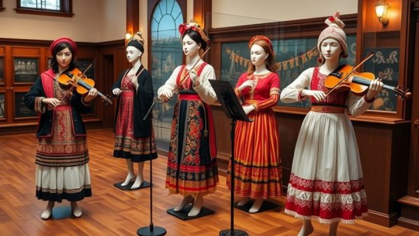 El Museo Latino Omaha renovations showing traditional attire and musicians.