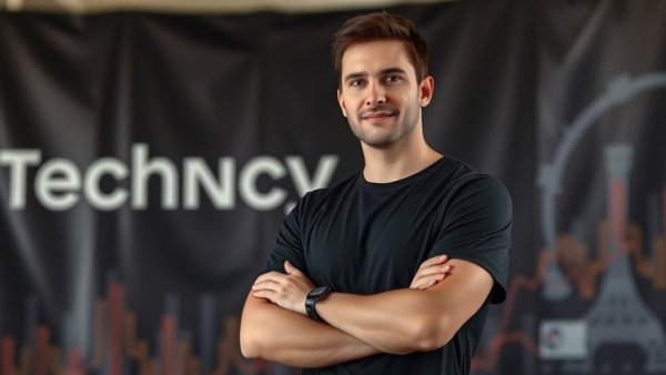 Confident person promoting reliable AI solutions in an office setting.