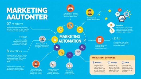 Infographic on marketing automation for recruiters with circular flowchart.