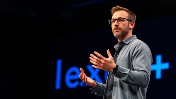 Speaker presenting on Alexa+ home automation in a spotlight.