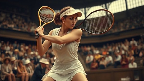 1920s female tennis player exemplifying women's rights progress.