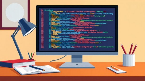 Conceptual illustration of implementing Deep Q-Learning DQN, featuring code and cart pole.