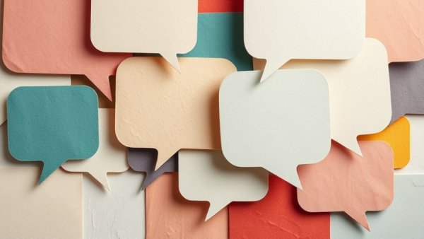 Abstract speech bubbles overlap to symbolize leadership under pressure.