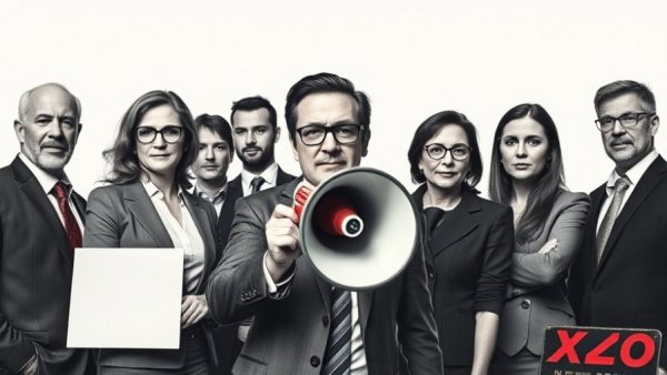 Collage of team using megaphone for sonic branding visually representing employer branding.