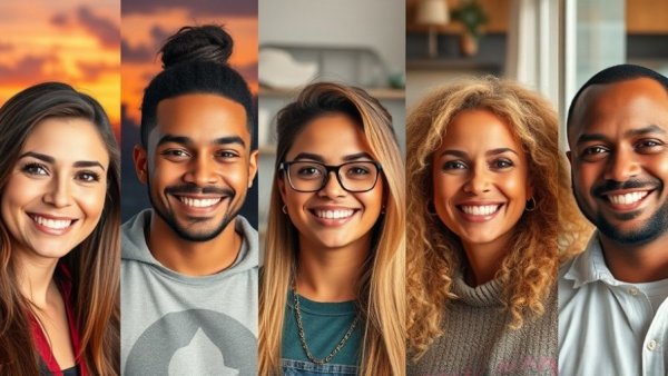 Diverse employee resource groups concept with smiling faces in collage.