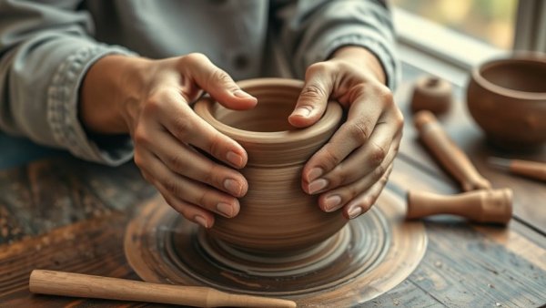 San Antonio workshops: individual crafting clay pot.