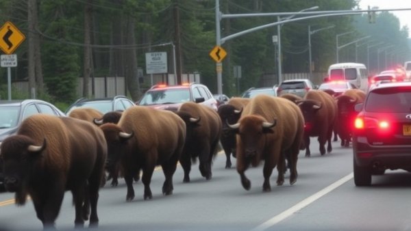 Shoulder to Shoulder Buffalo Traffic Jam