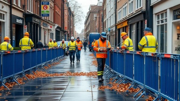 London G.Network Debt-Free Broadband installation in progress on city street.