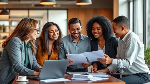 Diverse team discussing challenges of employee resource groups in an office.