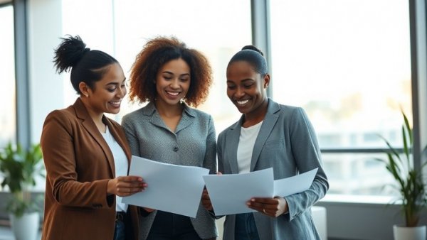 Three women collaborating in a modern office for effective employee resource groups.