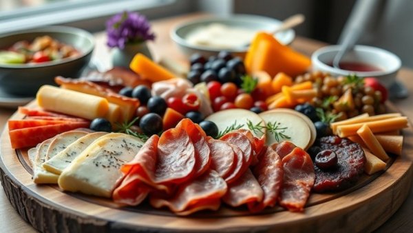 Easter brunch San Antonio with charcuterie board on wooden platter.