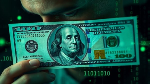 Abstract image of broadband infrastructure funding with US hundred-dollar bill.