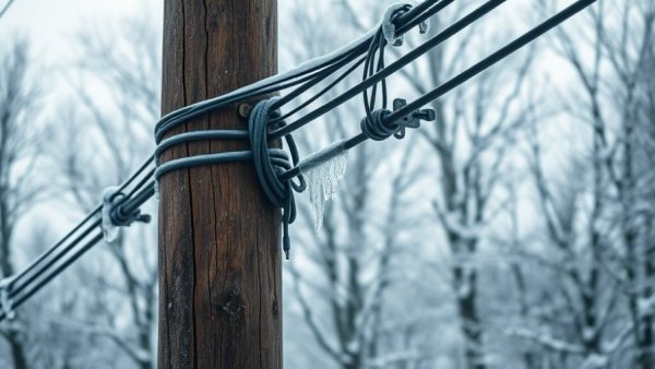 Maryland ISP Preemption Bid impact, icy utility pole and cables.