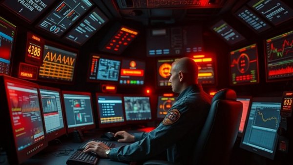 Emergency operator working with Next Generation 911 technology in a control room.