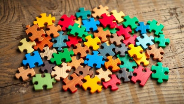 Colorful wooden puzzle pieces illustrating AI recruiting adoption.