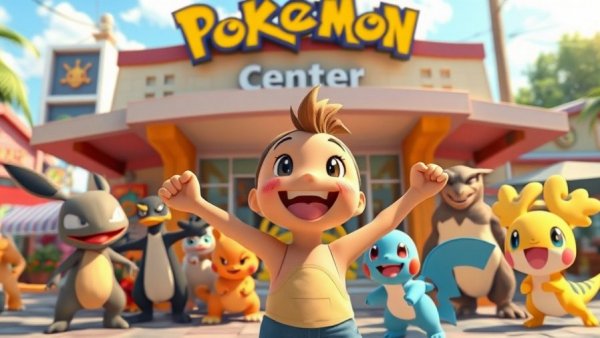 Pokémon Pokopia Mystery Gift Distribution featuring animated character celebrating with Pokémon.