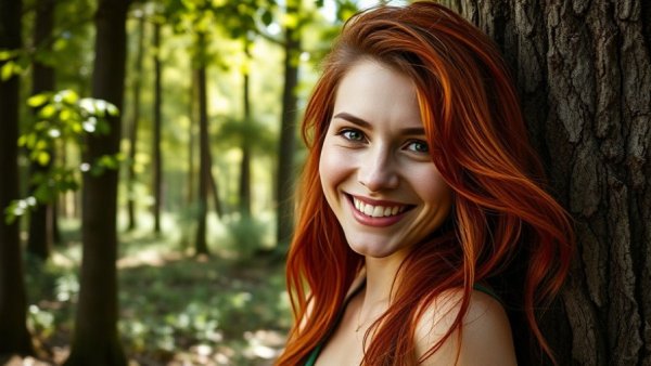 Red-haired woman in forest symbolizing freelancing in South America