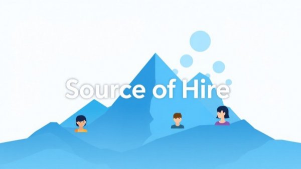 Modern graphic concept of 'source of hire' with mountains.