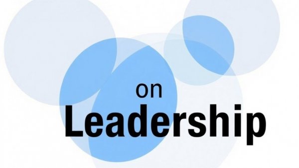 Graphic with 'HBR on Leadership' text and overlapping blue circles.