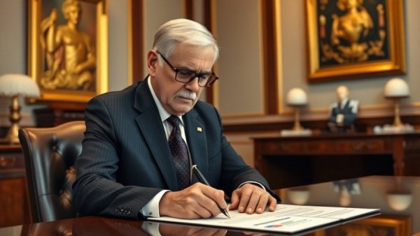 U.S. president signs document, related to H-1B visa cap, in office.