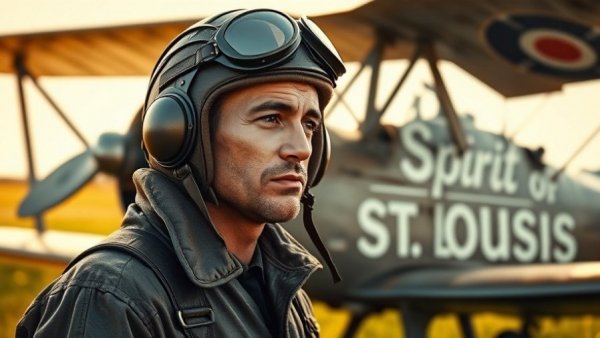 Vintage illustration of aviator embodying challenges of Lindbergh's flight.