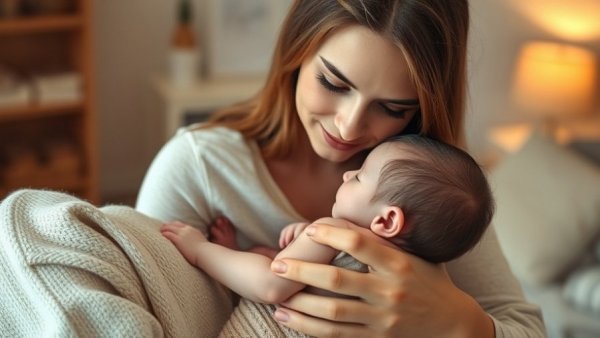 Mother holding newborn, symbolizing stay-at-home mom identity loss.