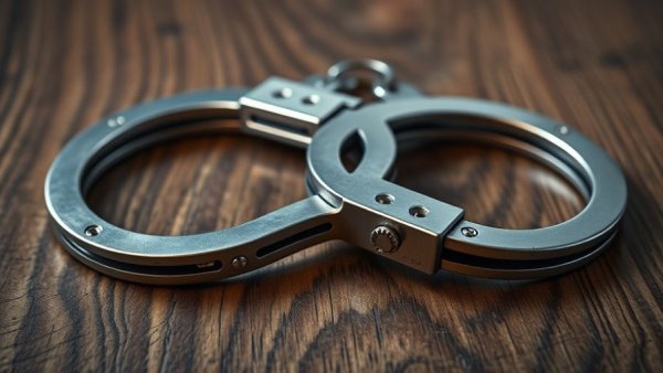 Close-up of metallic handcuffs related to Jeffersonville police chase.