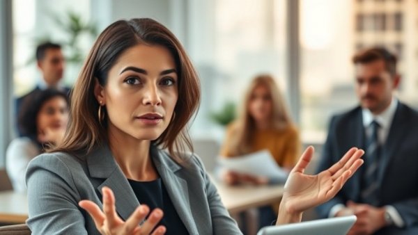 Professional woman leading a meeting for effective conflict resolution strategies.
