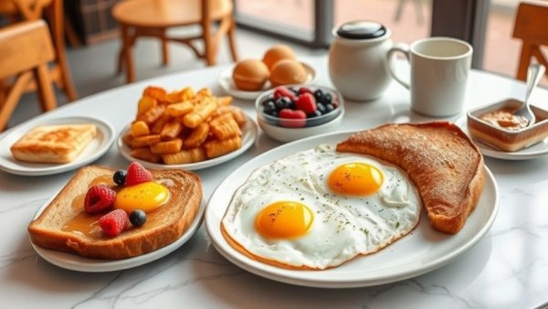 Best brunch in San Antonio: eggs, toast, coffee, and pastries.