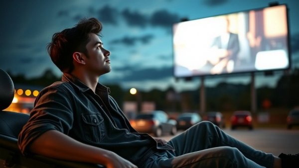 Omaha drive-in season: Man enjoying movie at outdoor theater