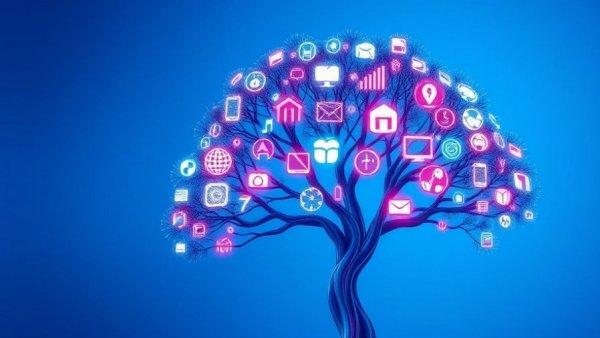 Futuristic tree with smart home device logos highlighting infrared support.