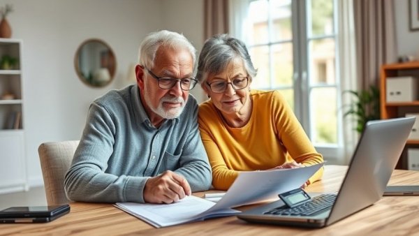 Elderly couple calculating comfortable retirement savings