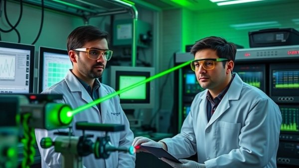 Scientists operating stable free-electron laser system in lab.