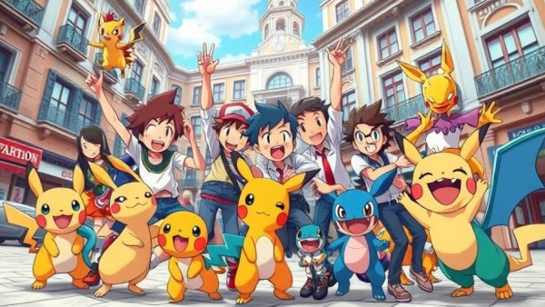 Vibrant Pokémon celebration scene in Pokémon Pokopia update.