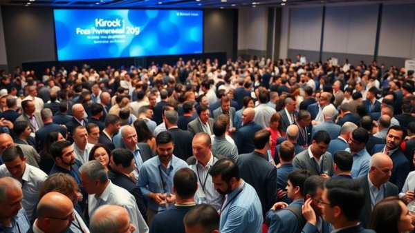 Crowd at a conference discussing employee retention strategies