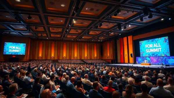 Inclusive workplace culture event at For All Summit, vibrant setting.