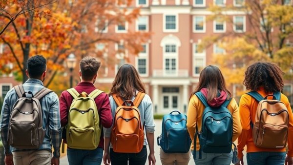 College students walking on campus discussing financial options for veterans' children.