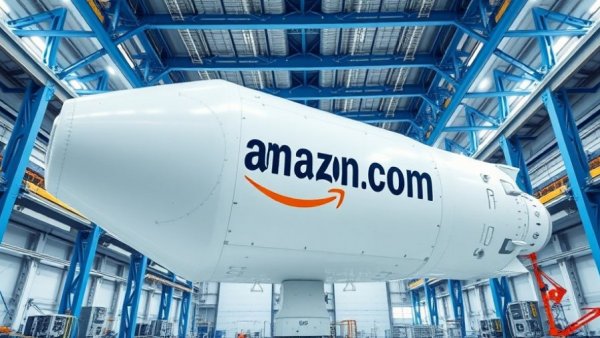 Amazon Leo satellite launch preparation in high-tech room.