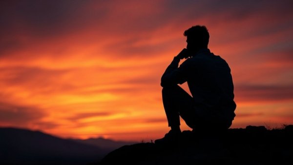 Silhouette of person reflecting at sunset, highlighting military spouse's challenges.