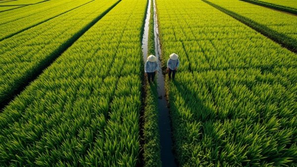 Farmers working in rice paddies, ESG risks and regulatory changes.