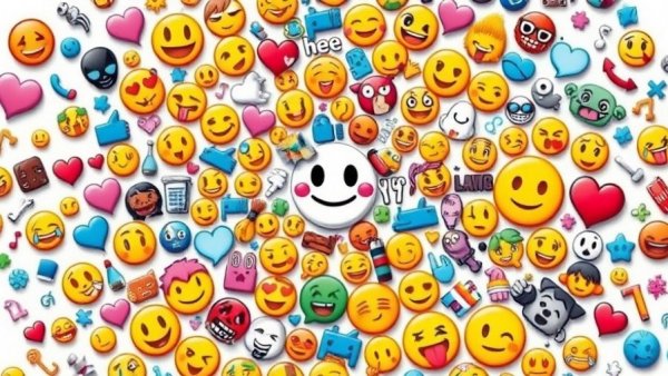 Colorful emoji collage representing diverse concepts related to AI ethics.