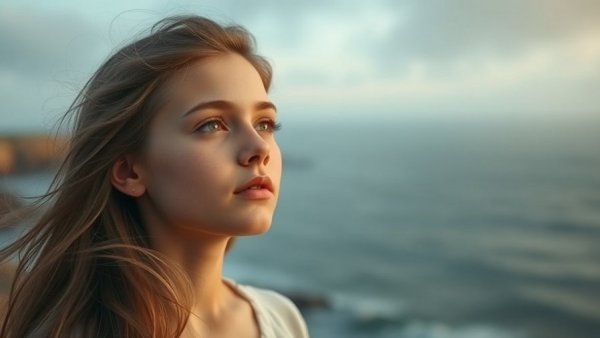 Teenage girl gazing thoughtfully, representing teenage communication.
