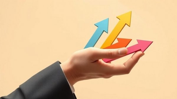 Business hand holding growth arrows illustrating change management